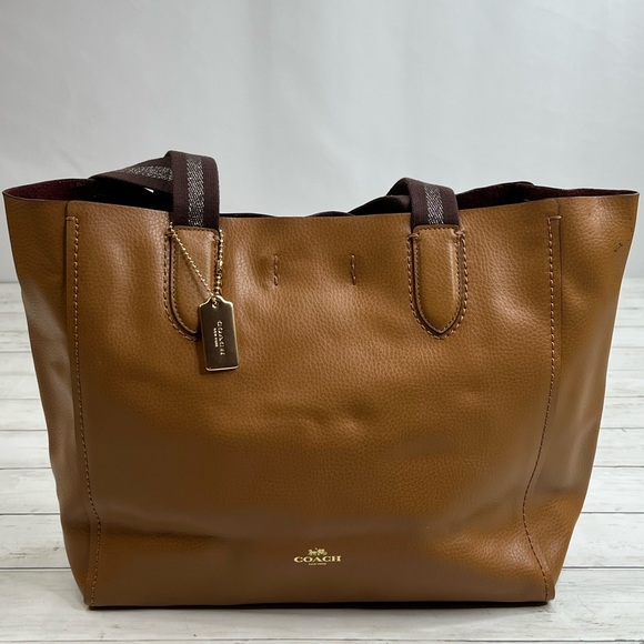 Coach Light Saddle Tan Genuine Leather Large Tote [F58660]